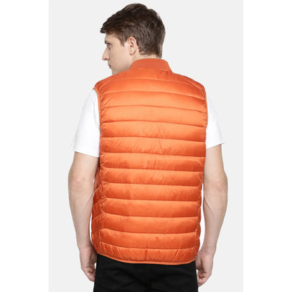 Orange Quilted Nylon Jacket