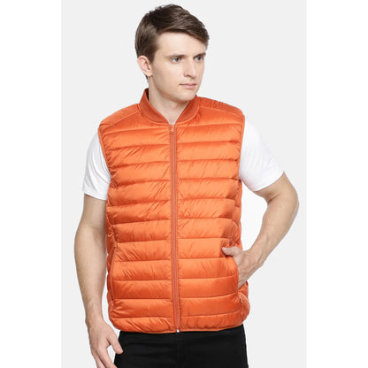 Orange Quilted Nylon Jacket