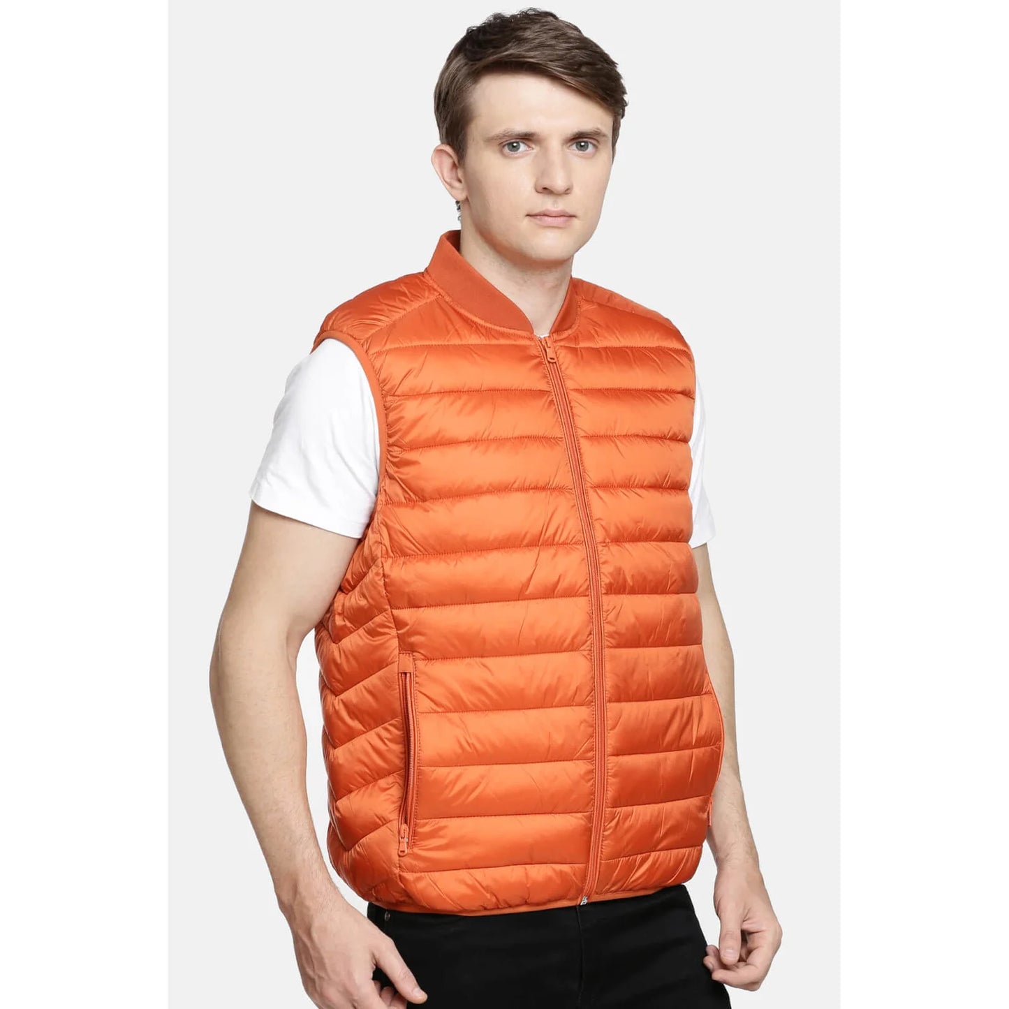 Orange Quilted Nylon Jacket