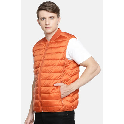 Orange Quilted Nylon Jacket