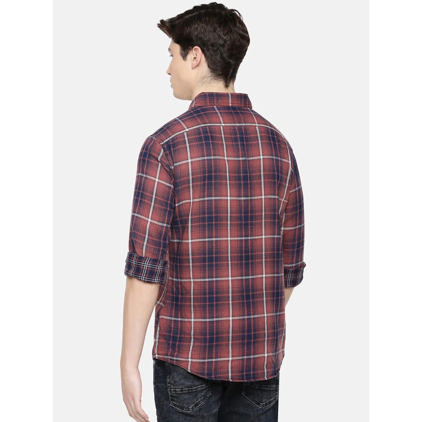 Celio* Checked Regular Fit Cotton Red Shirt