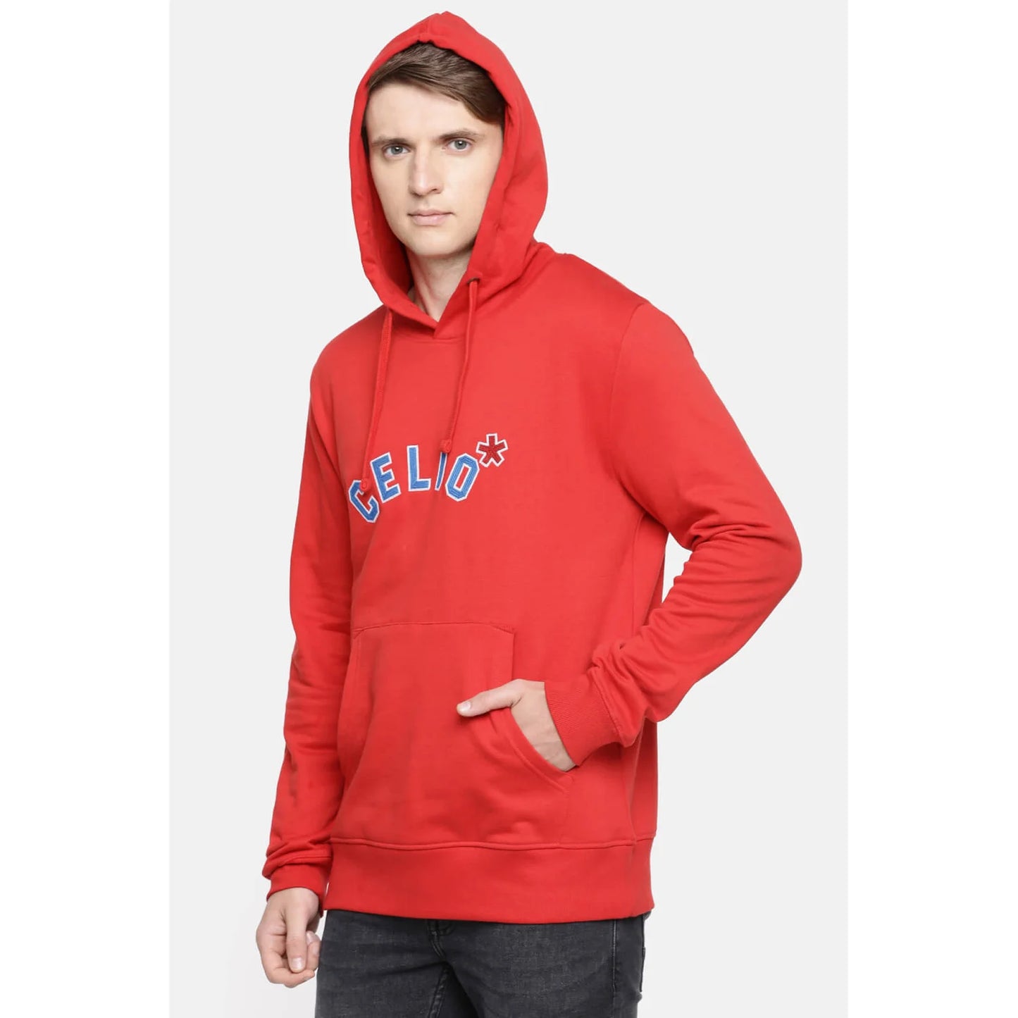 Red Solid Cotton Sweatshirt