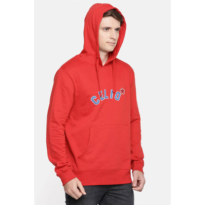 Red Solid Cotton Sweatshirt