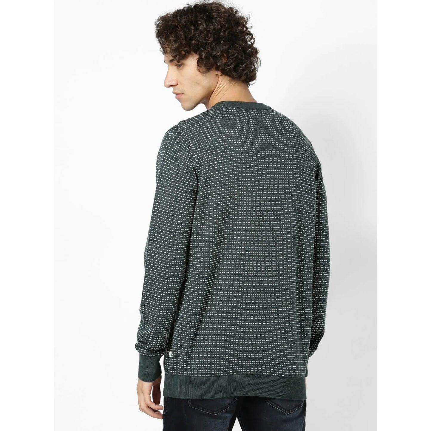 Green Printed Cotton Sweater