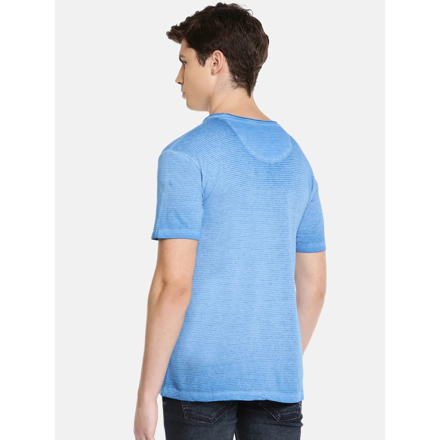 Blue Striped Cotton T-shirt