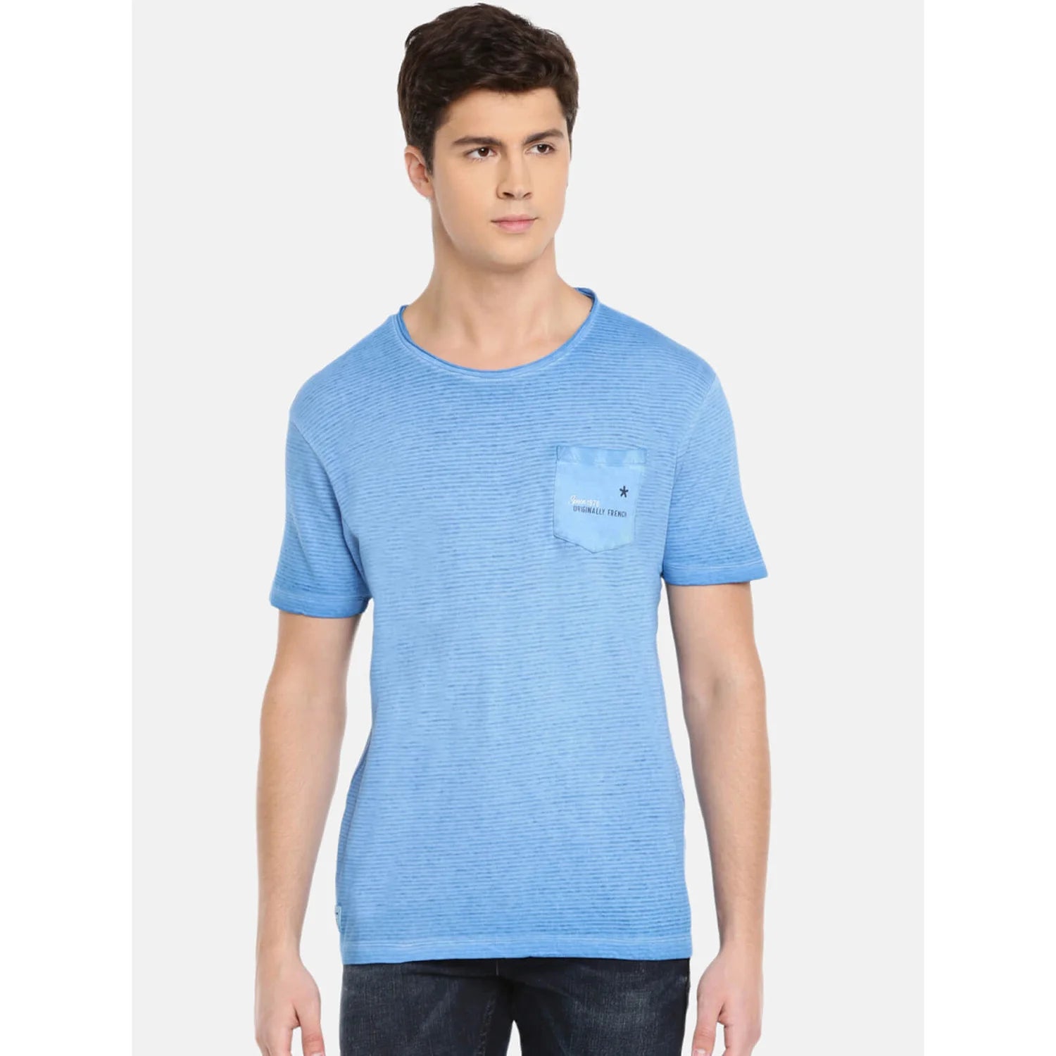 Blue Striped Cotton T-shirt