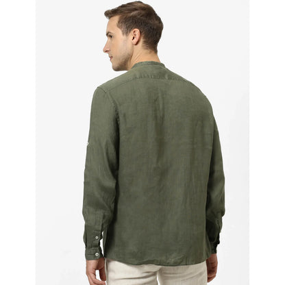 Green Solid Linen Shirt