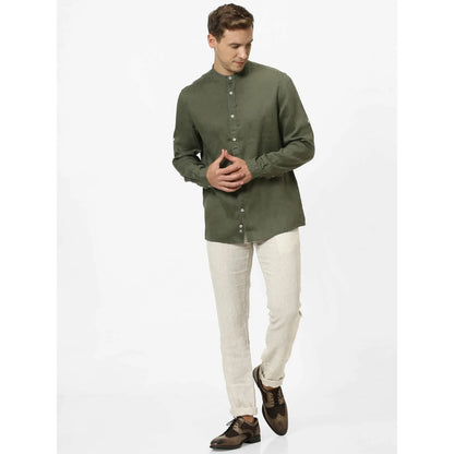 Green Solid Linen Shirt