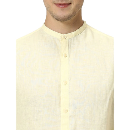 Yellow Solid Linen Shirt