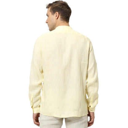 Yellow Solid Linen Shirt