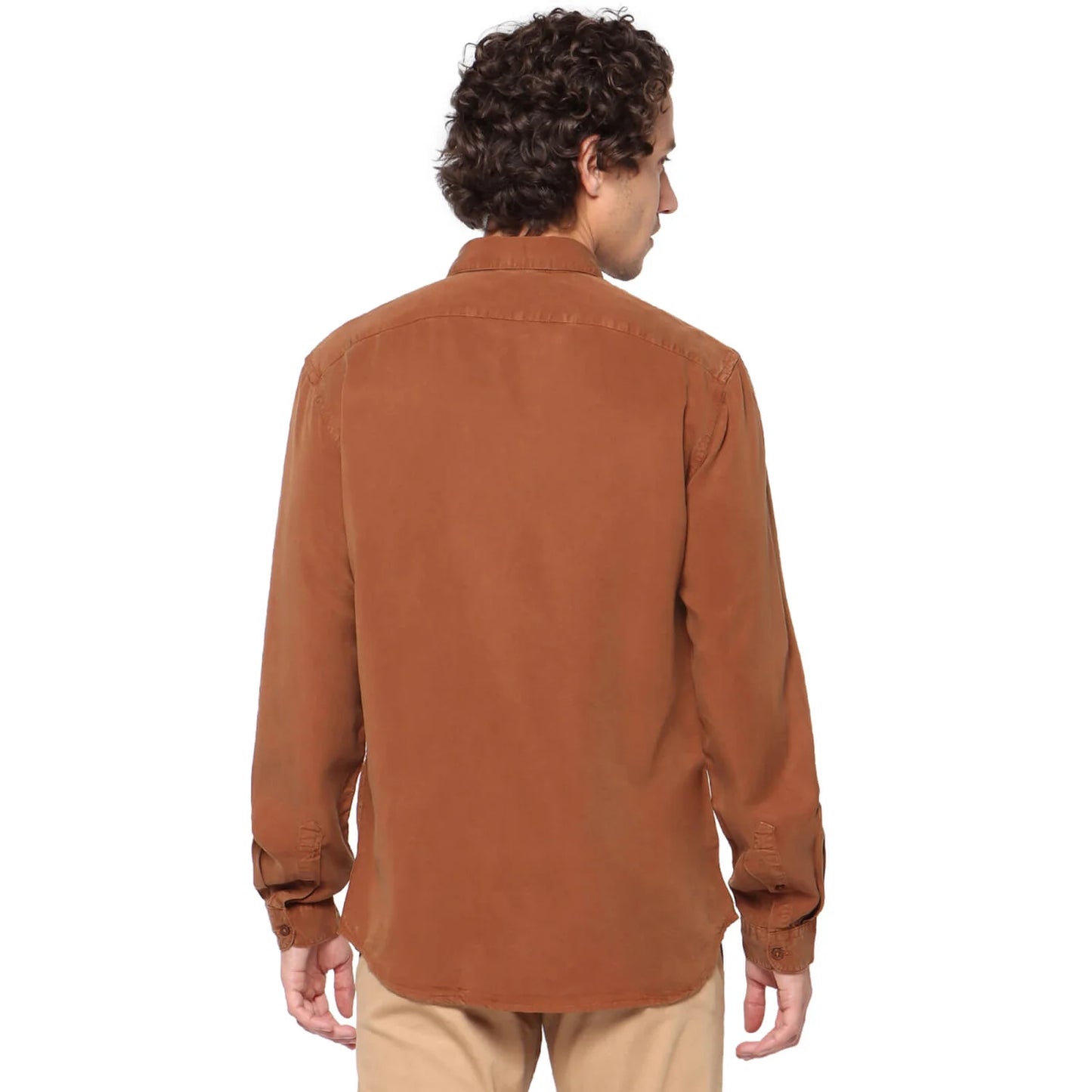 Beige Solid Lyocell Shirt