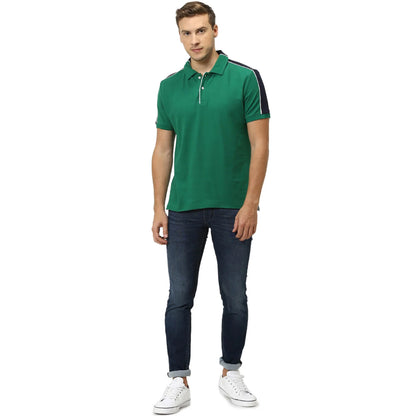 Green Solid Cotton Polo