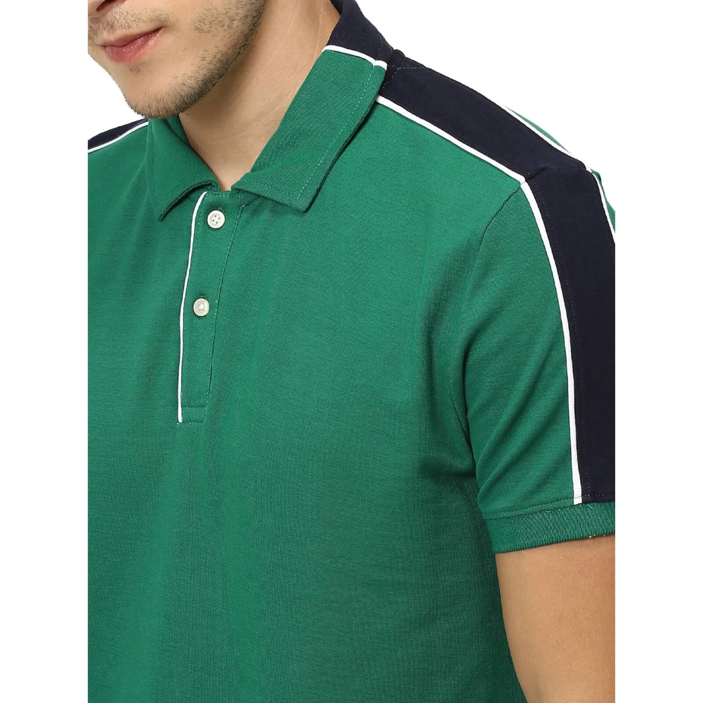 Green Solid Cotton Polo