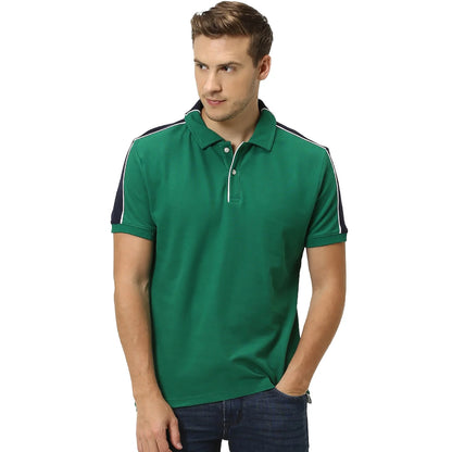 Green Solid Cotton Polo