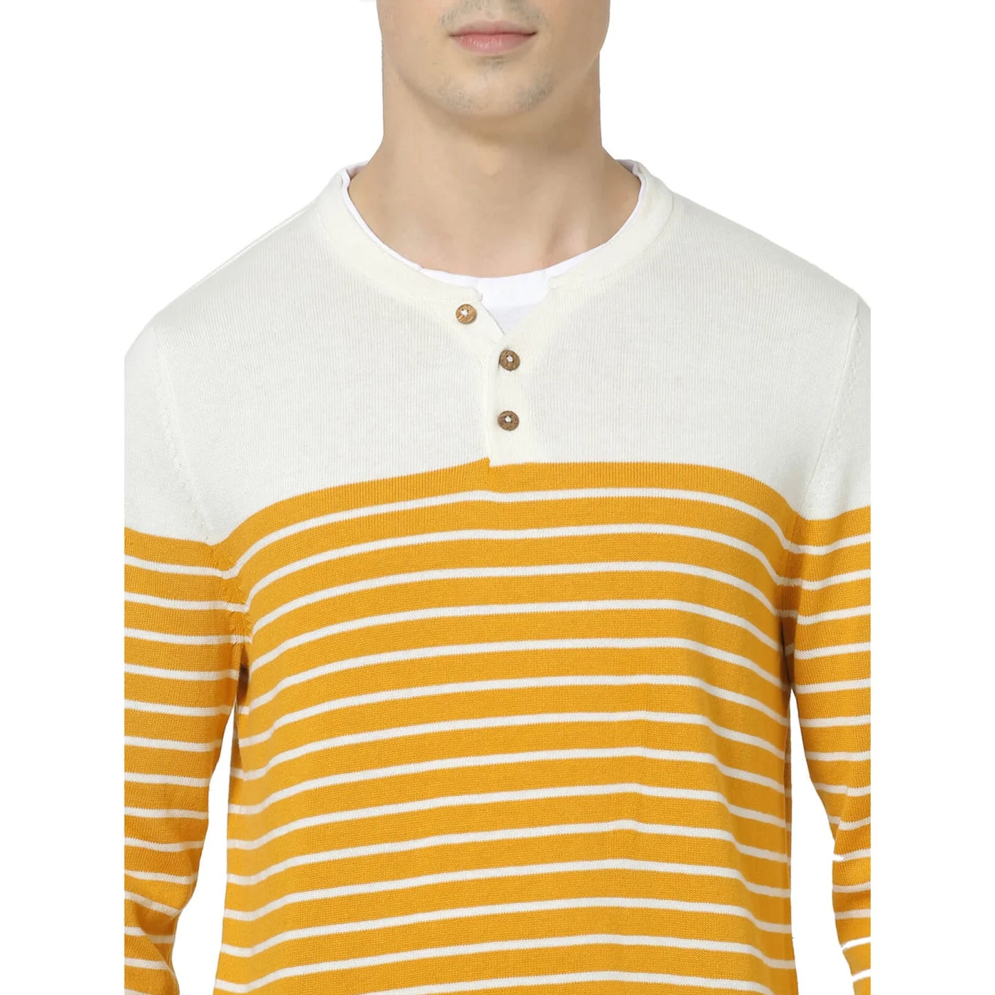 Yellow Striped Cotton Sweater