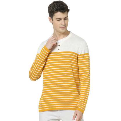 Yellow Striped Cotton Sweater