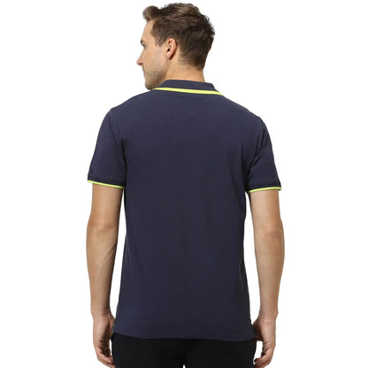 Navy Blue Solid Cotton Polo