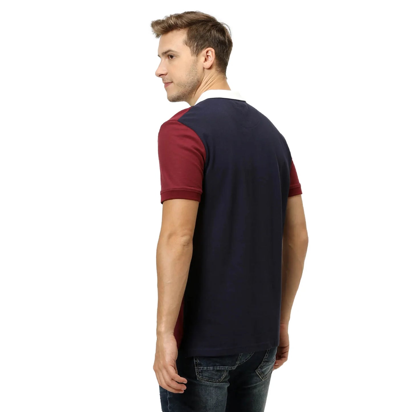 Maroon Colourblock Cotton Polo