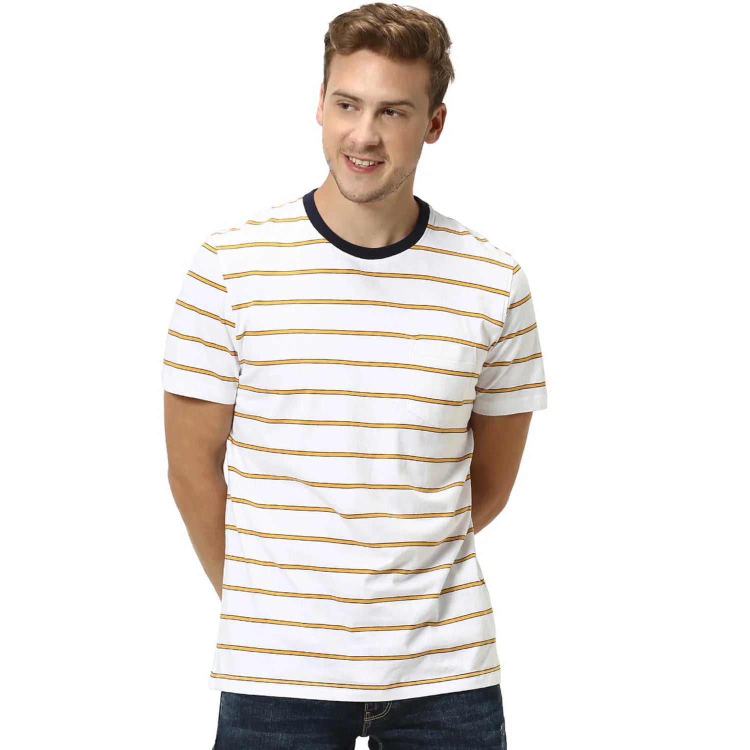 White Striped Cotton T-shirt