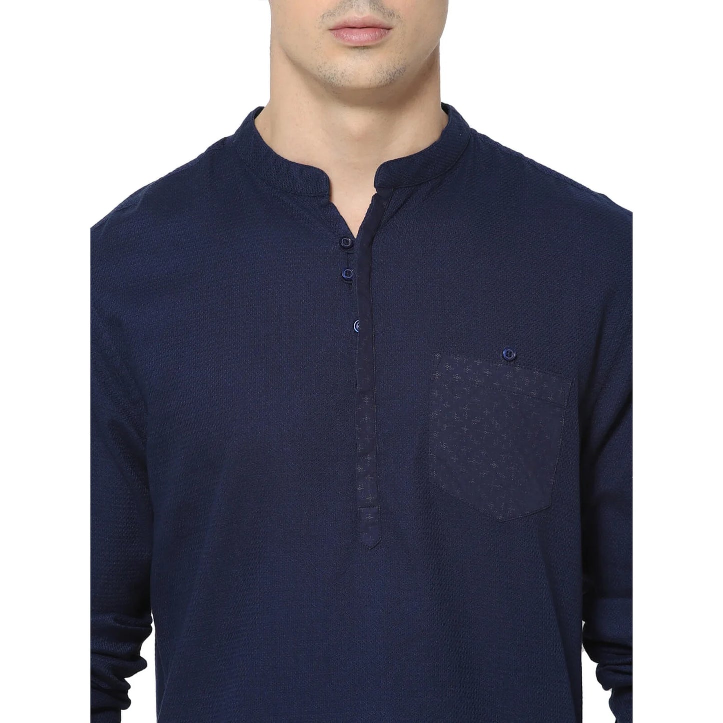 Blue Textured Cotton Shirt