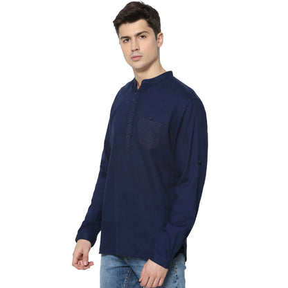 Blue Textured Cotton Shirt