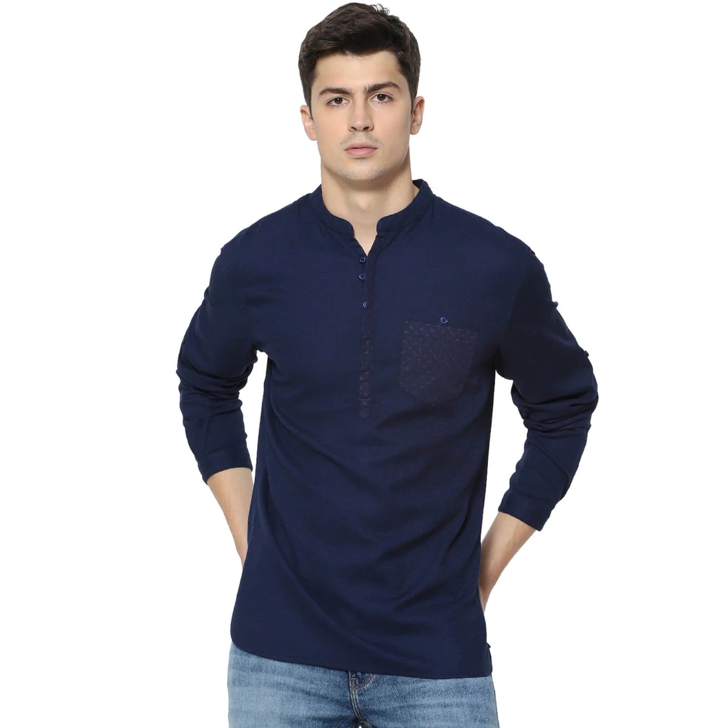 Blue Textured Cotton Shirt