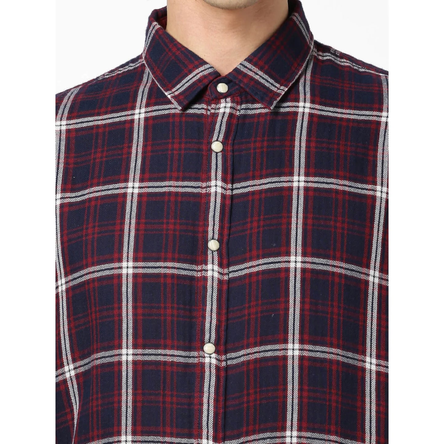 Navy Blue Checks Cotton Shirt