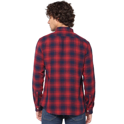 Navy Blue Checks Cotton Shirt