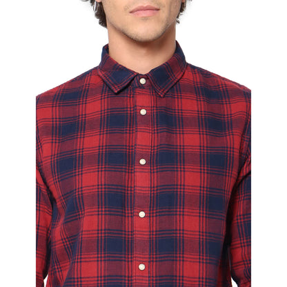 Navy Blue Checks Cotton Shirt