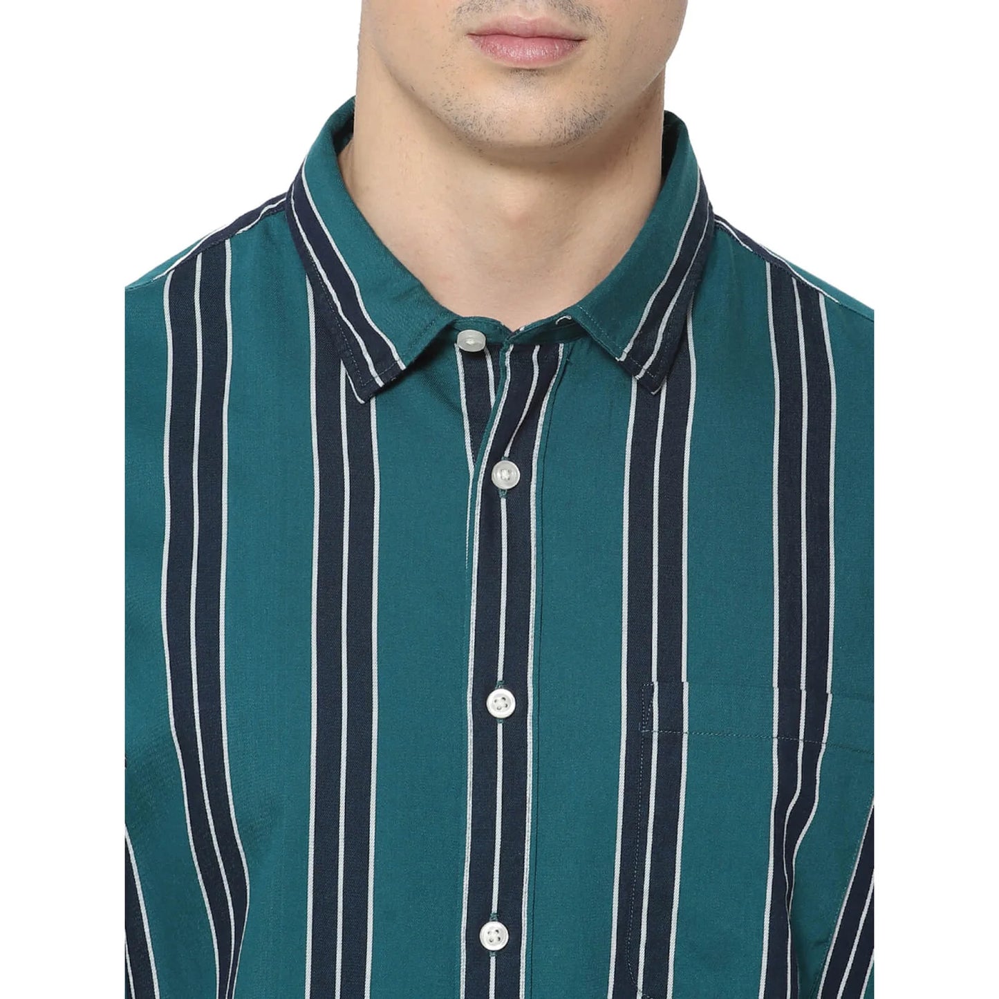 Green Striped Cotton Shirt