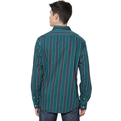 Green Striped Cotton Shirt