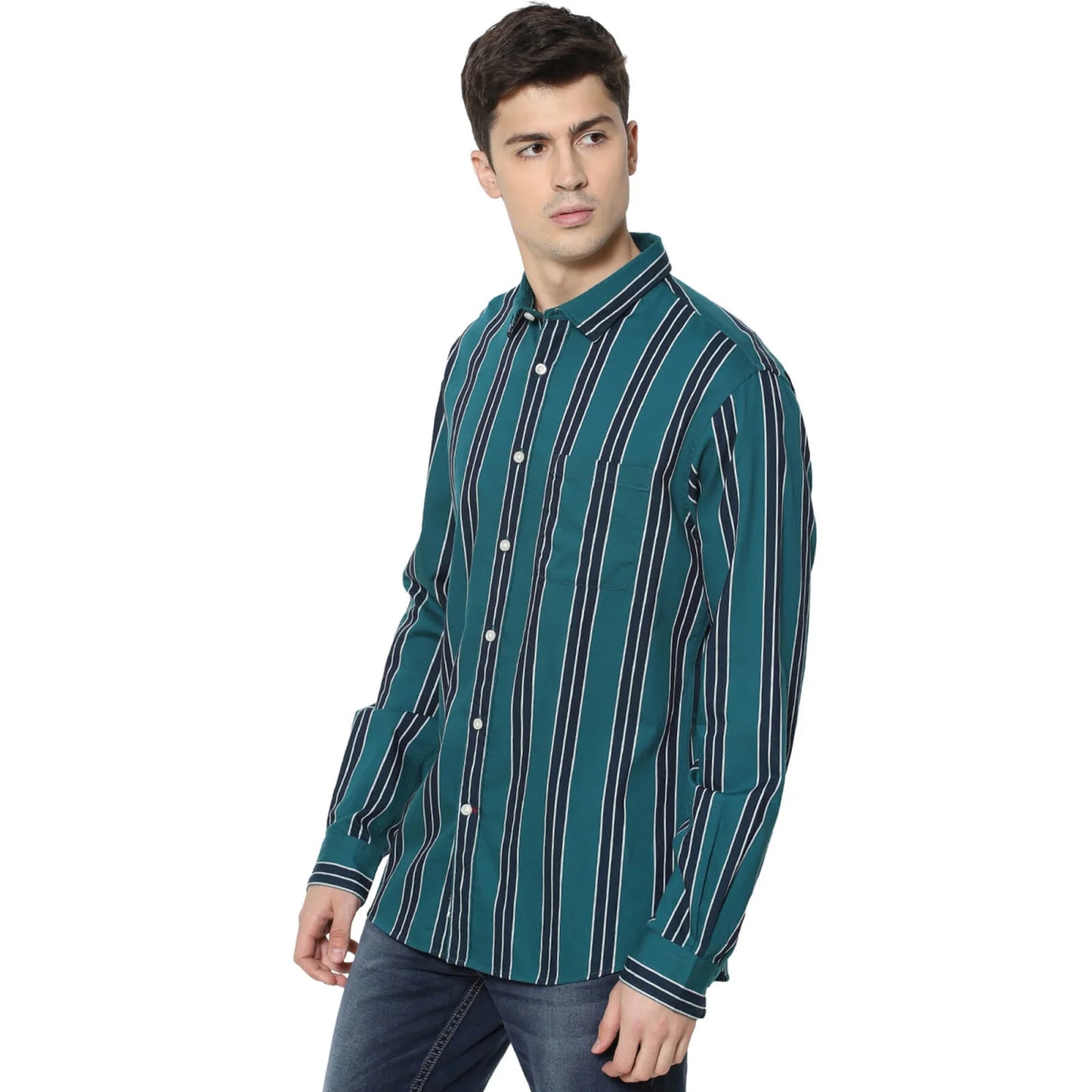 Green Striped Cotton Shirt