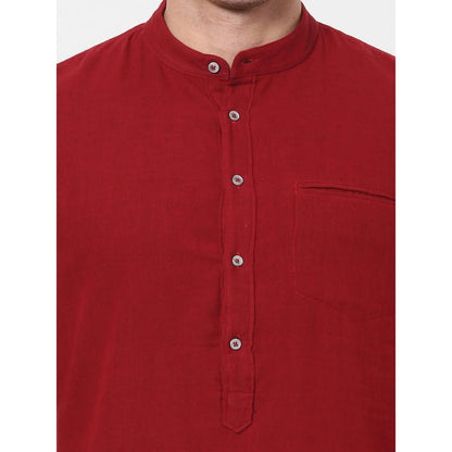 Maroon Solid Cotton Shirt