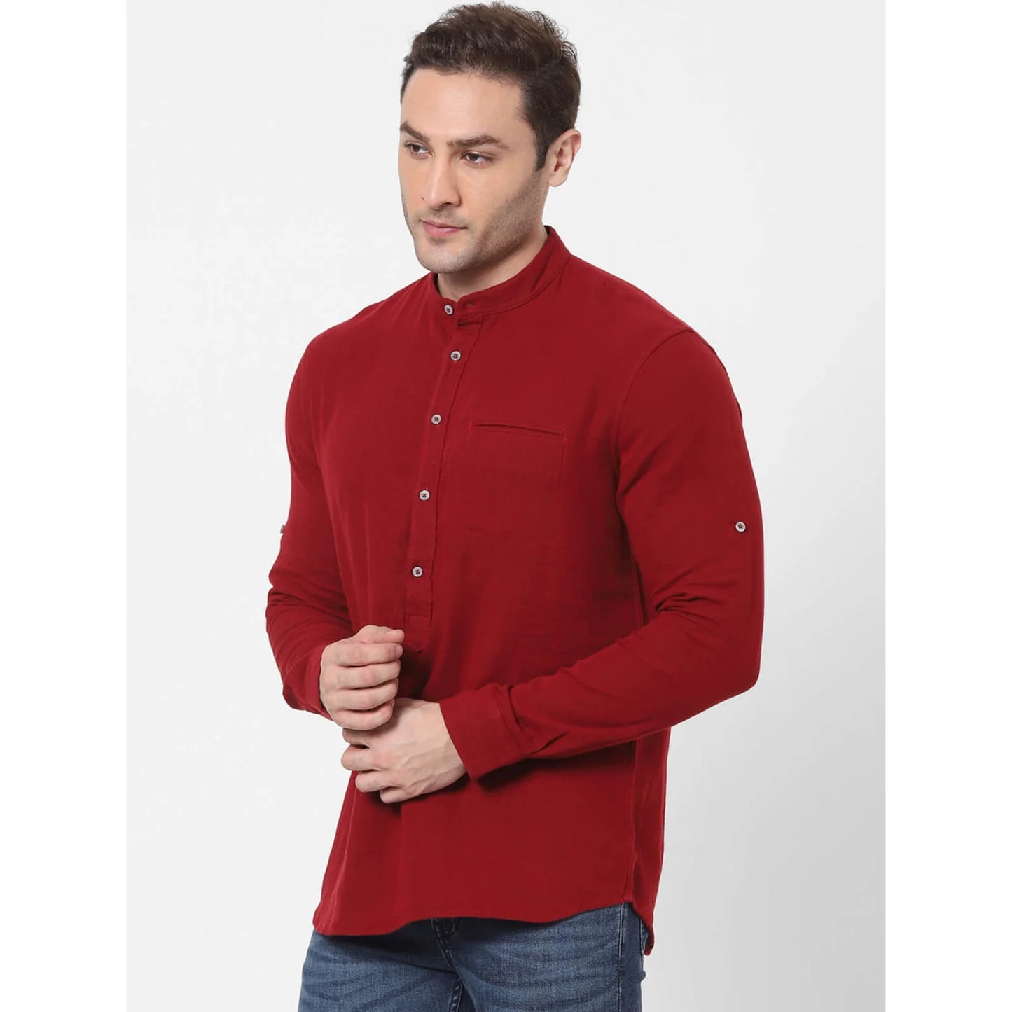 Maroon Solid Cotton Shirt