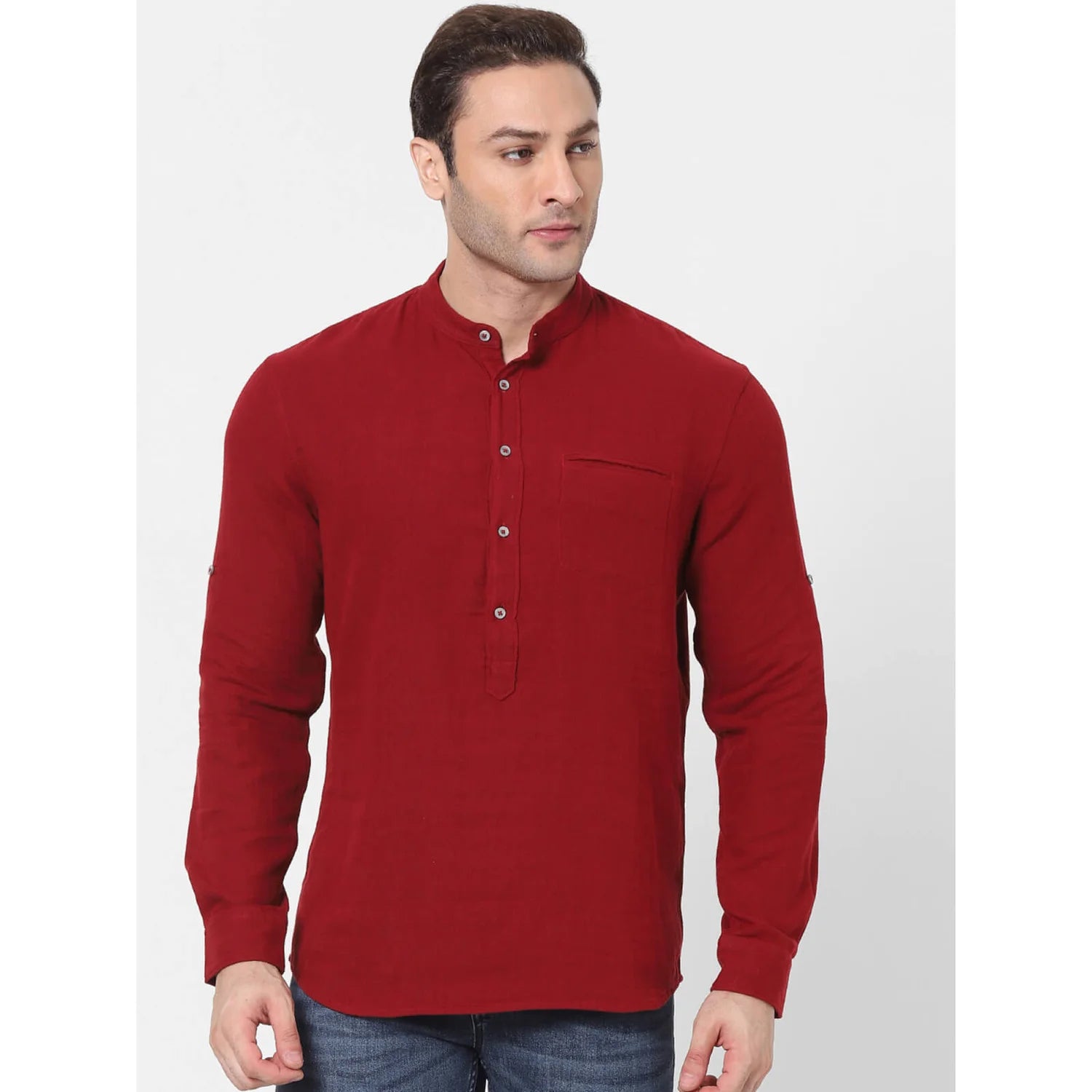 Maroon Solid Cotton Shirt