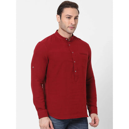 Maroon Solid Cotton Shirt