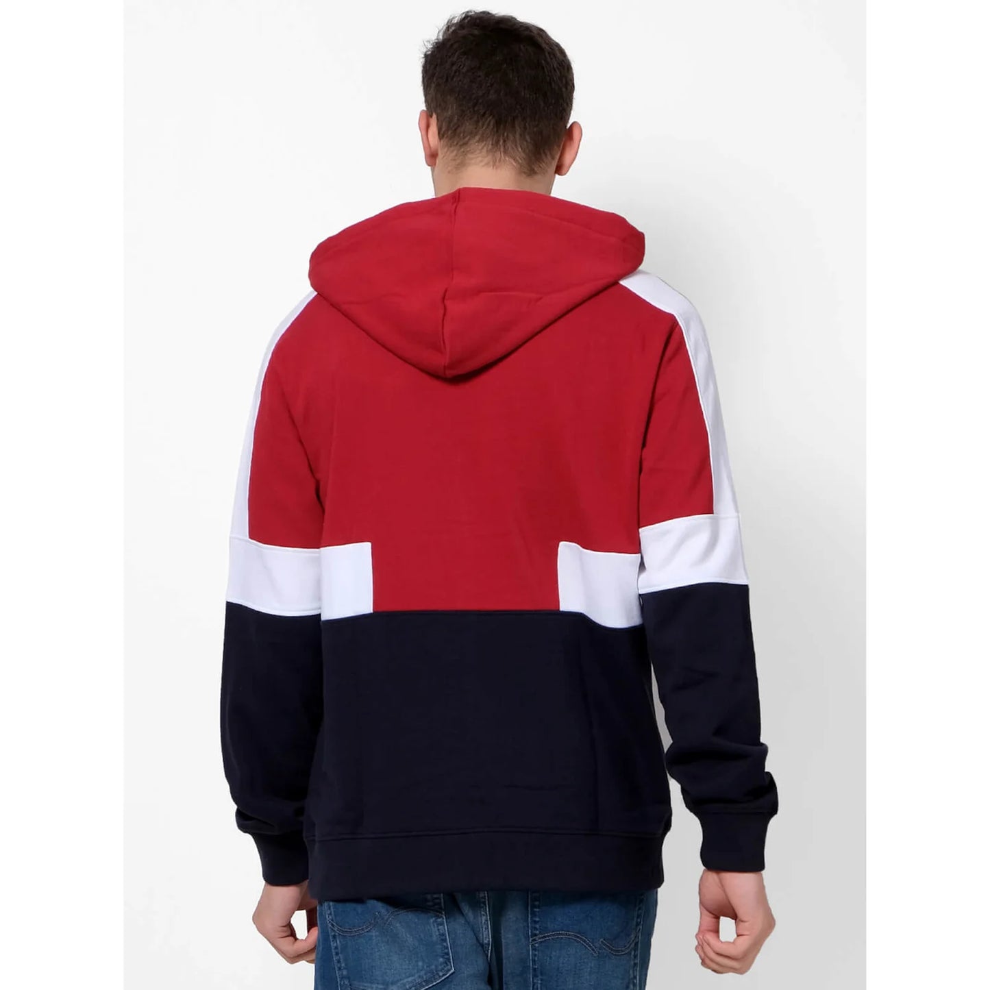 Navy Blue Colourblock Cotton Sweatshirt