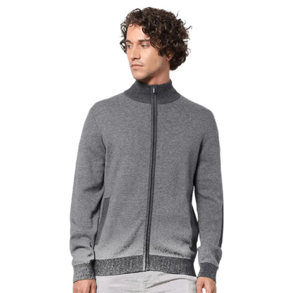 Grey Melange Cotton Blend Sweater