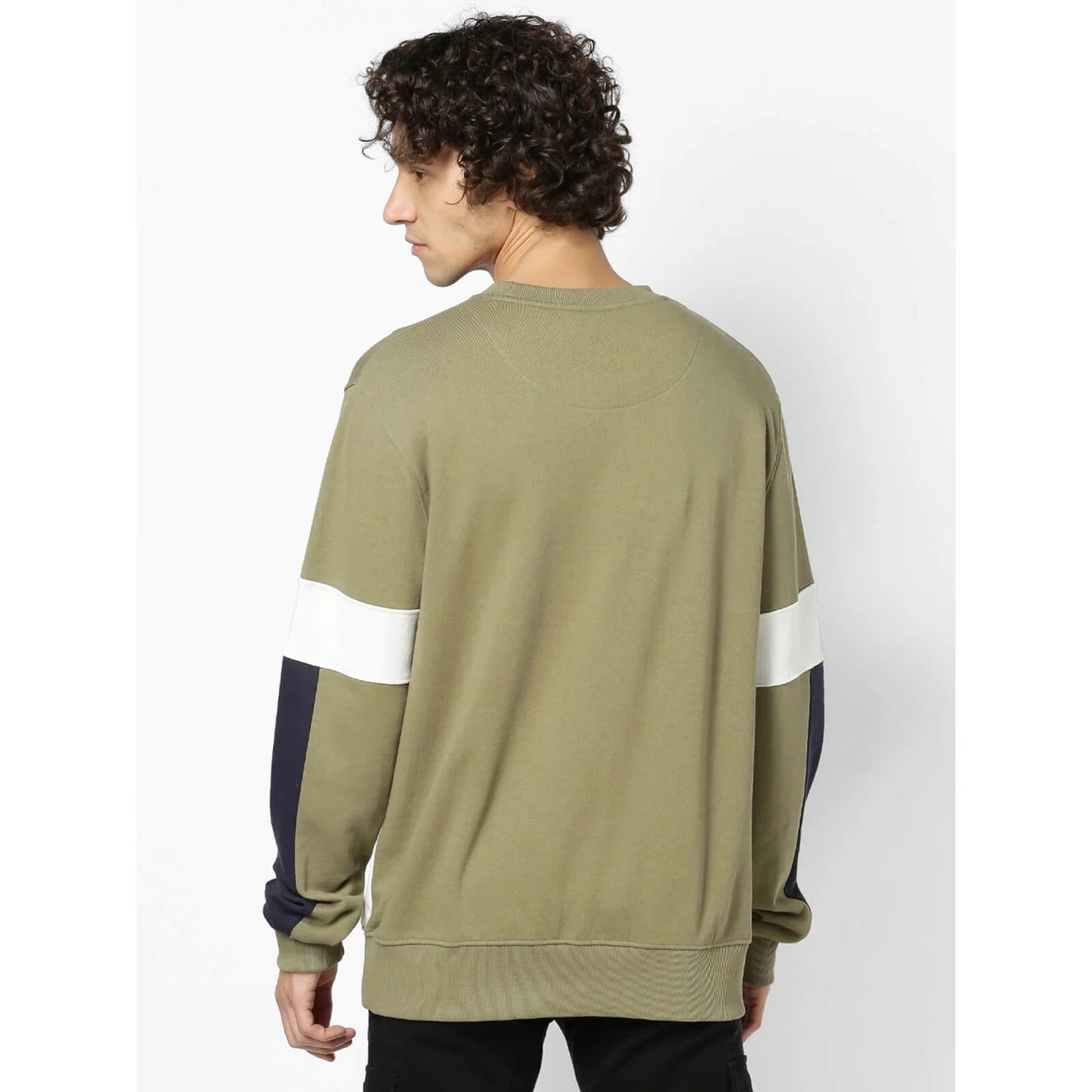 Green Colourblock Cotton Sweatshirt