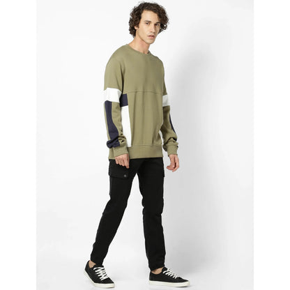 Green Colourblock Cotton Sweatshirt