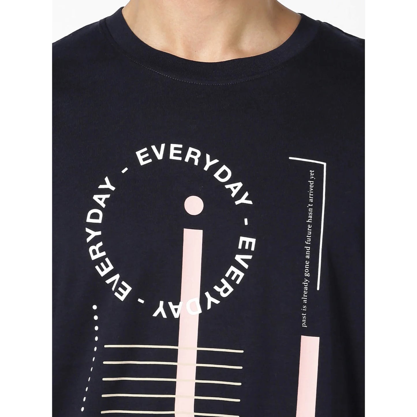 Celio* Printed Regular Fit Cotton Navy Blue T-Shirt