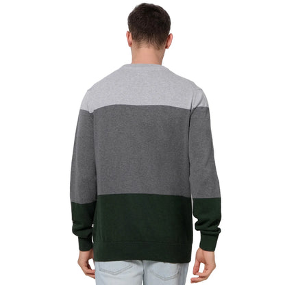 Green Colourblock Cotton Sweater