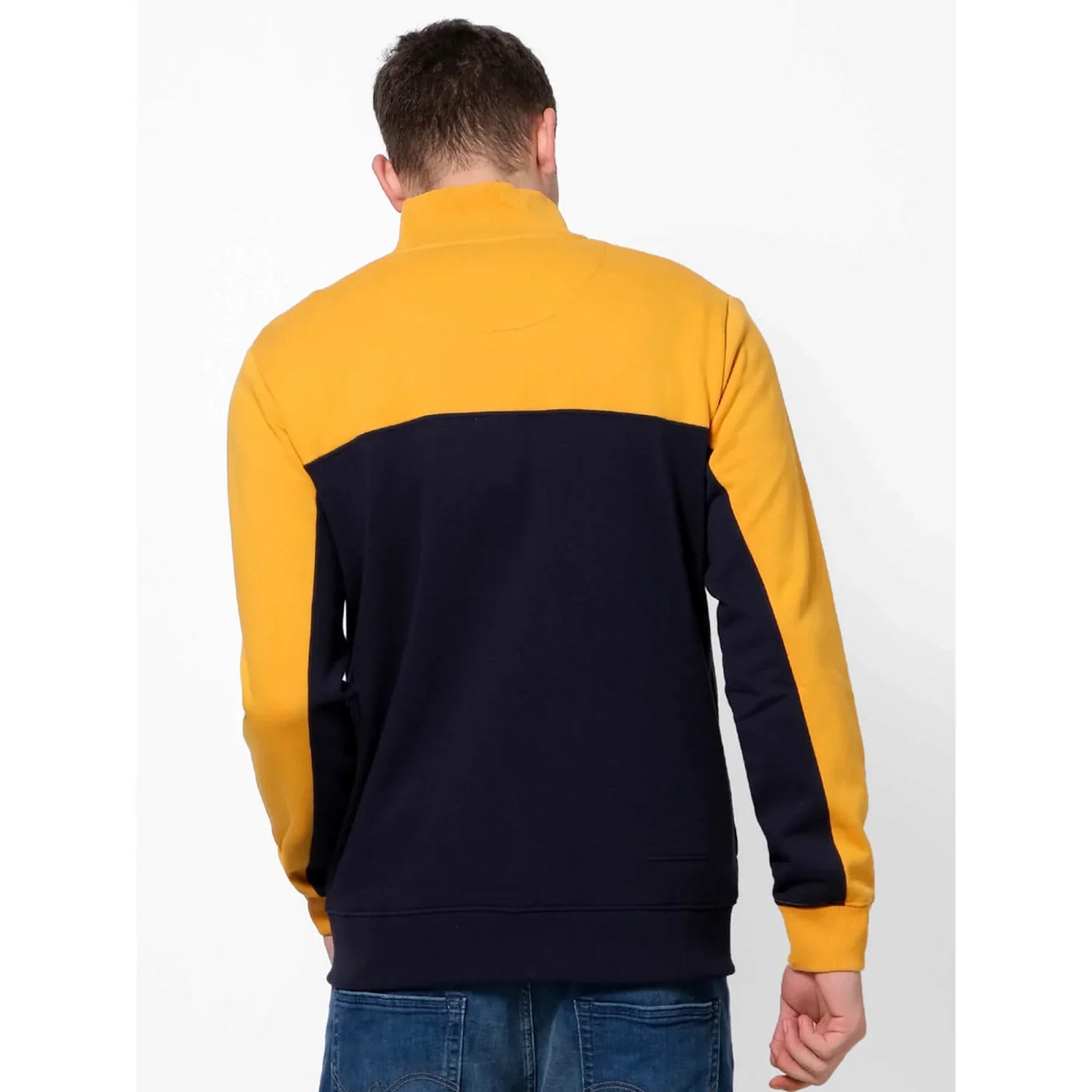 Yellow Colourblock Cotton Sweatshirt