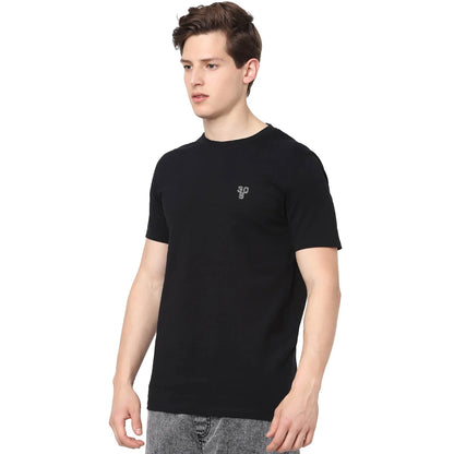 Black Printed Cotton T-shirt