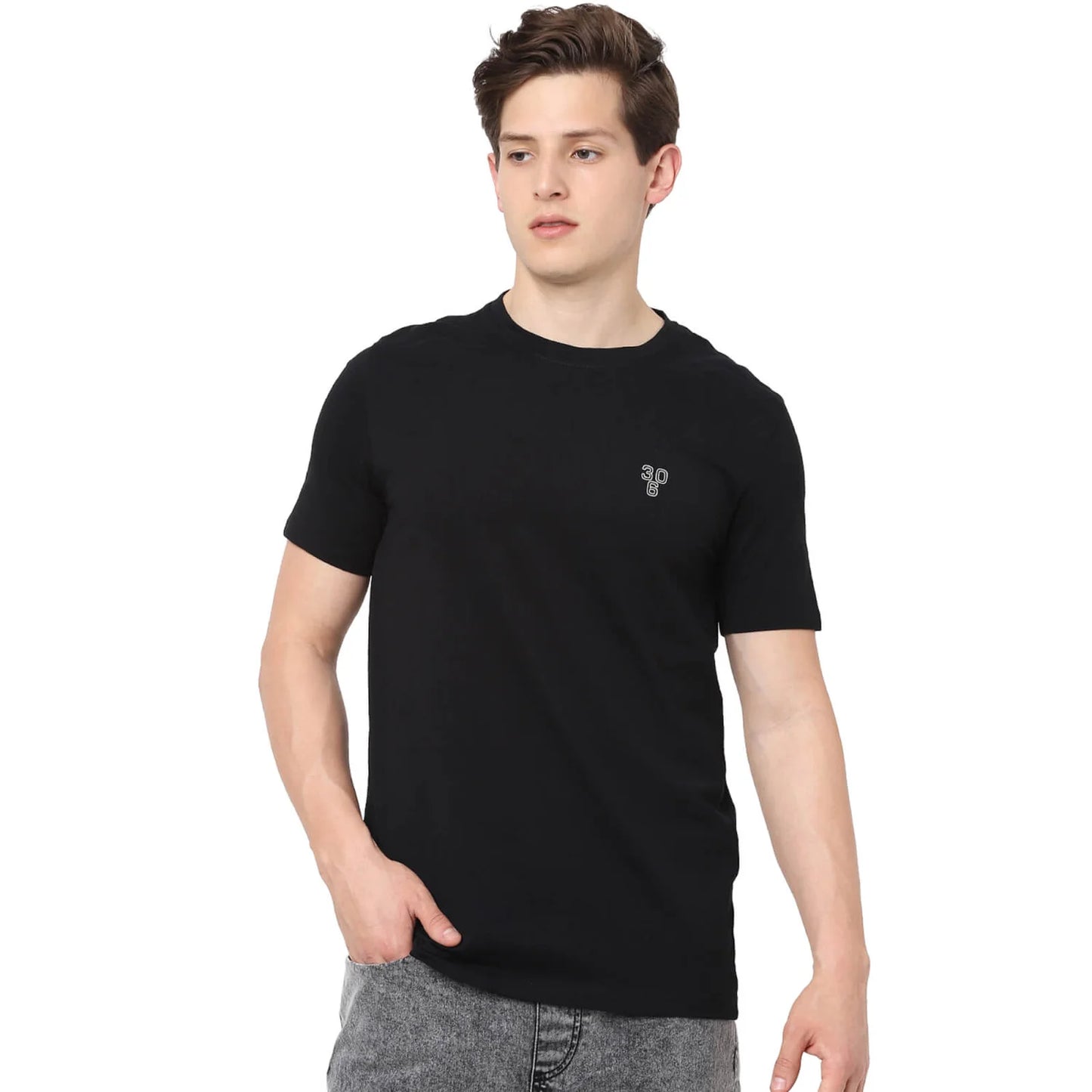 Black Printed Cotton T-shirt