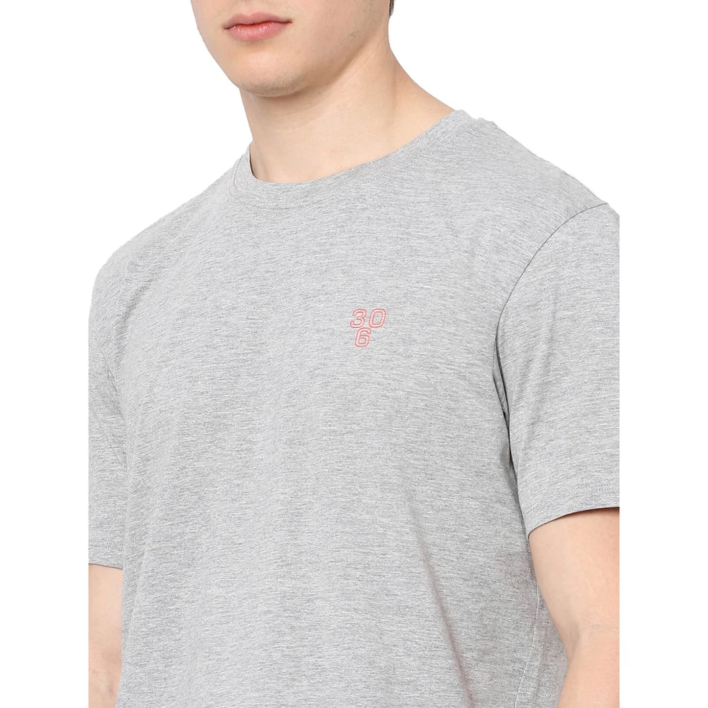 Grey Printed Cotton T-shirt