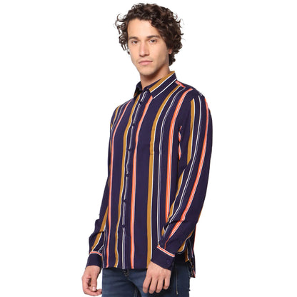 Brown Striped Viscose Shirt