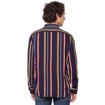 Brown Striped Viscose Shirt