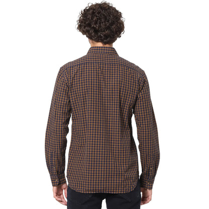 Navy Blue Checks Cotton Shirt