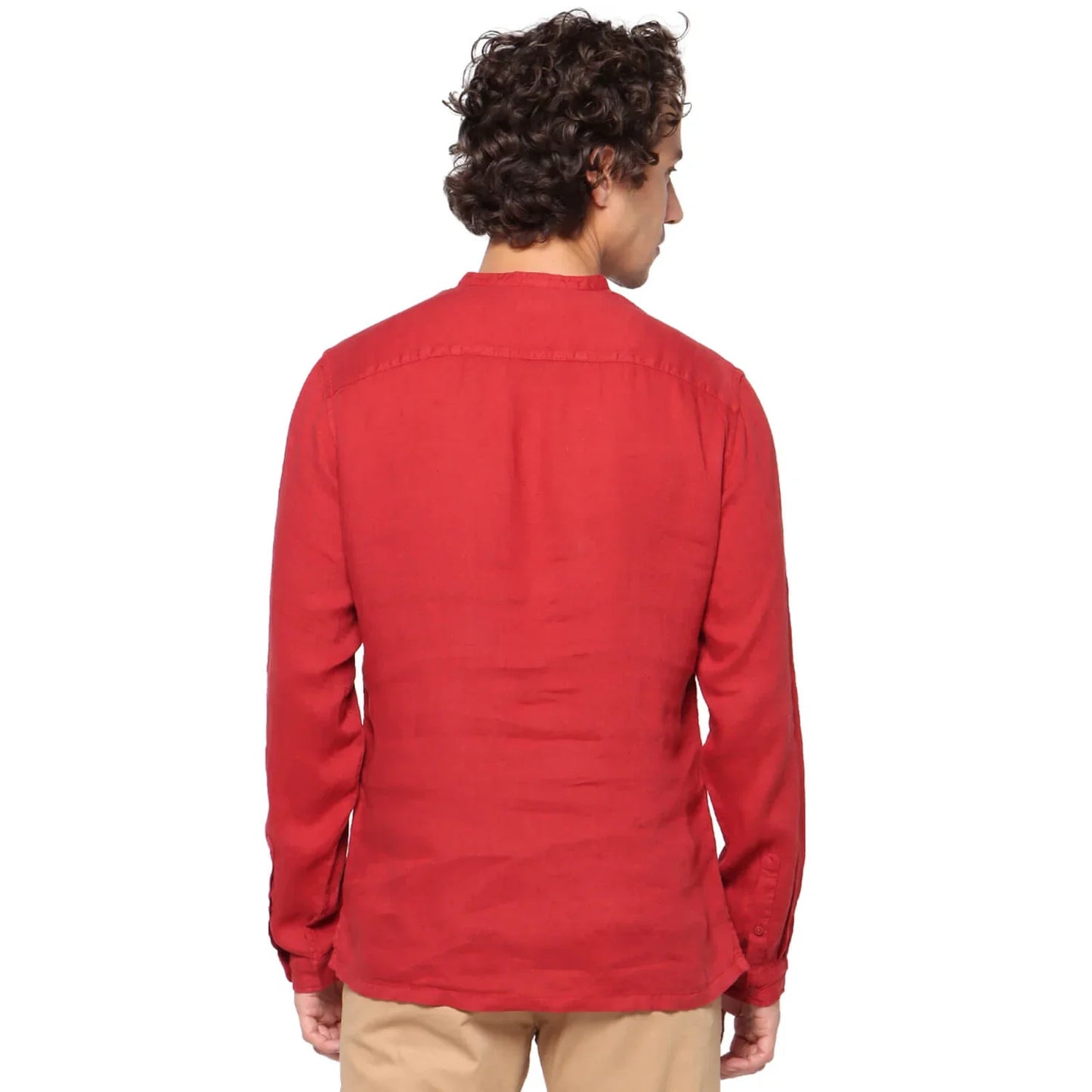 Red Solid Linen Shirt